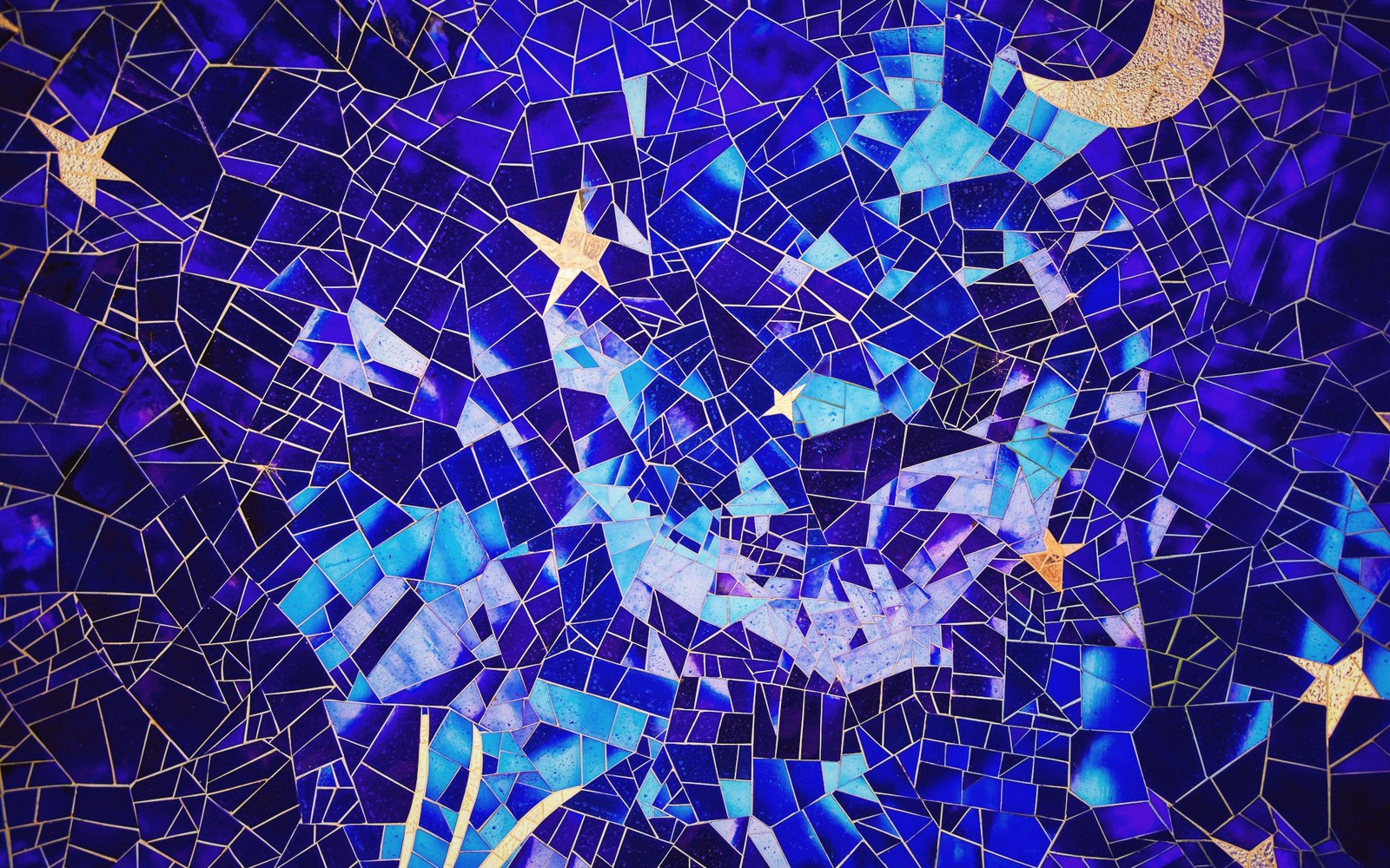 Detail of blue tiled mosaic on a Central Asian facade